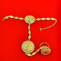 AD Hastfool 2PS Ring Braslet  AD flower circle design in green colour HF-004