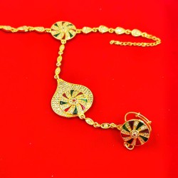 AD Hastfool 2ps Ring Braslet   Drope Chakri Design in Multi Colour HF-005