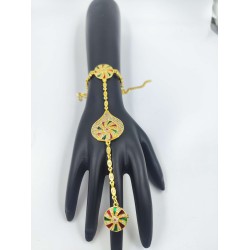 AD Hastfool 2ps Ring Braslet   Drope Chakri Design in Multi Colour HF-005