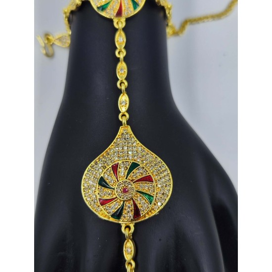 AD Hastfool 2ps Ring Braslet   Drope Chakri Design in Multi Colour HF-005