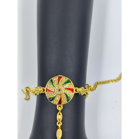 AD Hastfool 2ps Ring Braslet   Drope Chakri Design in Multi Colour HF-005