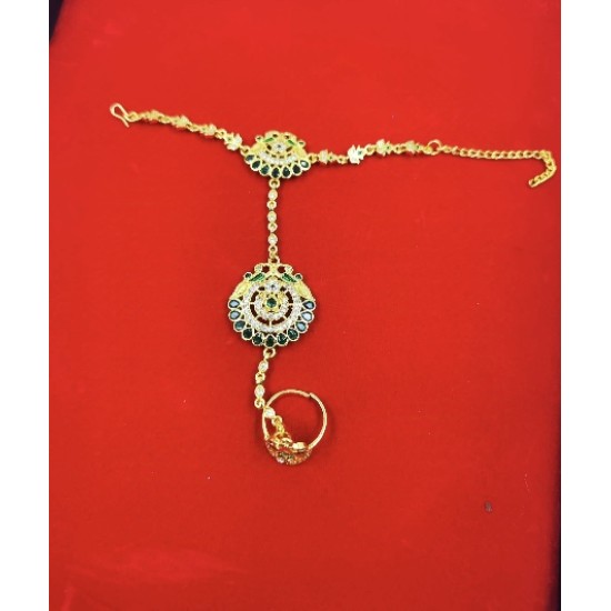 Ad Hast fool 2ps Ring Braslet  AD  peacock design in green colour HF-003