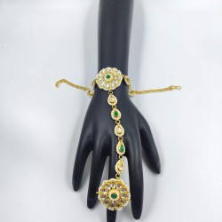 Hastfool 2ps Ring Braslet flower design in green colour HF-006