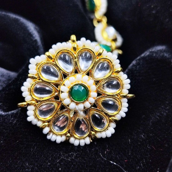 Hastfool 2ps Ring Braslet flower design in green colour HF-006