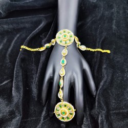 Hastfool  2ps Ring Braslet chakri design in green colour HF-008
