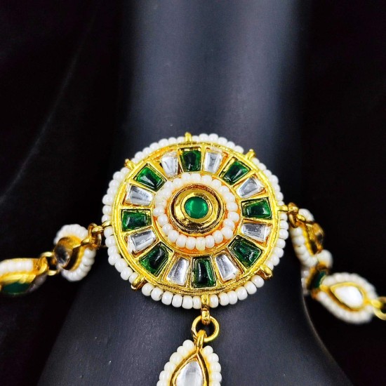 Hastfool  2ps Ring Braslet chakri design in green colour HF-008