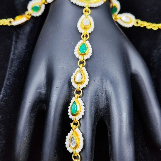 Hastfool  2ps Ring Braslet chakri design in green colour HF-008