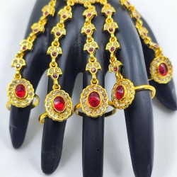 Hastfool Exquisite Gold & red Gemstone hastfool  Traditional Bridal Jewelry HF-010