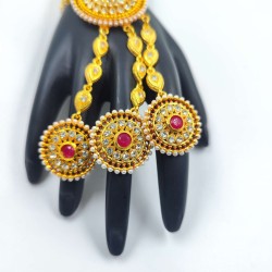 Hastfool 2ps Ring Braslet 3 Fingers Chakri Design in Red Colour HF-011
