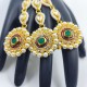 Exquisite Gold  2ps Hast phool Hand Harness with Pearls & Green Stones – Traditional Bridal & Festive Jewelry HF-013