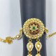 Exquisite Gold  2ps Hast phool Hand Harness with Pearls & Green Stones – Traditional Bridal & Festive Jewelry HF-013