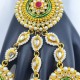 Exquisite Gold 2ps 1 Pair Hast phool Hand Harness with Pearls & Red Stones – Traditional Bridal & Festive Jewelry HF-014