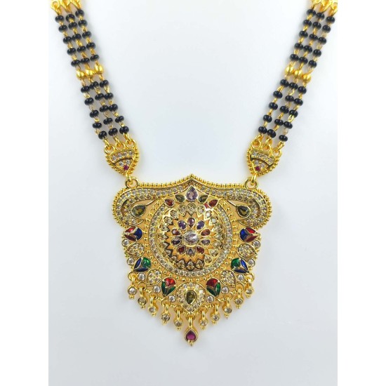 AD Mangalsutra 3 line big pandent kalash design in multi colour MS-001