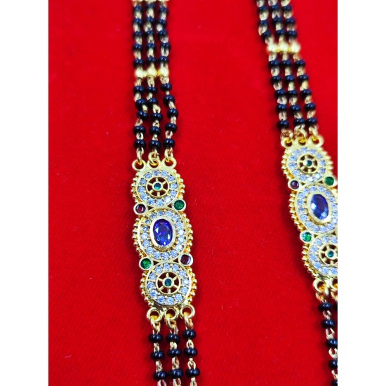 AD Mangalsutra 3 line big pandent kalash design in multi colour MS-001