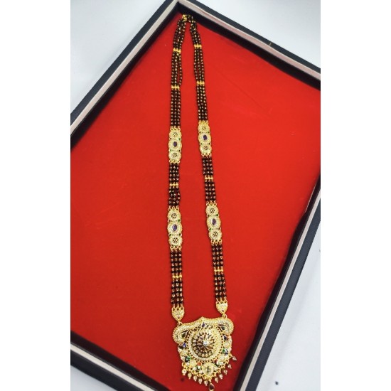 AD Mangalsutra 3 line big pandent kalash design in multi colour MS-001