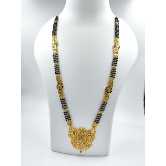 AD Mangalsutra 3 line big pandent rajputi design in multi colour MS-002
