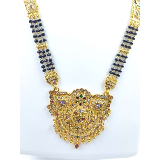 AD Mangalsutra 3 line big pandent rajputi design in multi colour MS-002