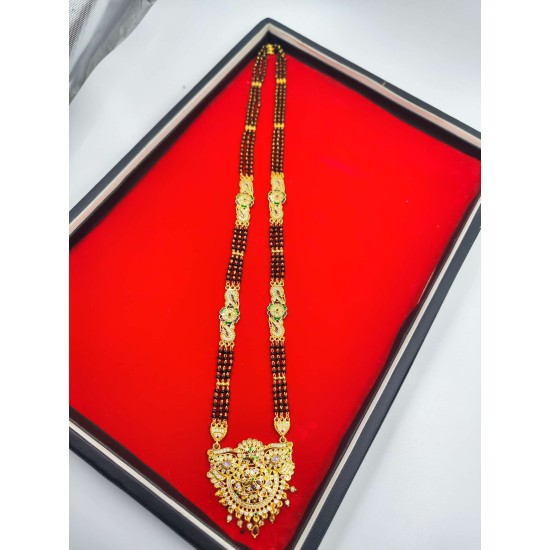 AD Mangalsutra 3 line big pandent rajputi design in multi colour MS-002