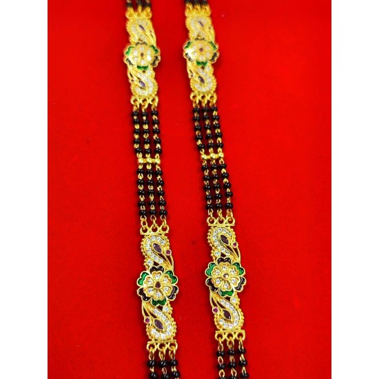 AD Mangalsutra 3 line big pandent rajputi design in multi colour MS-002