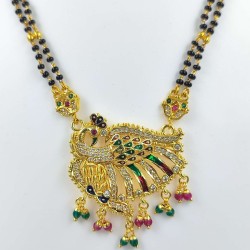 AD Mangalsutra 2 line big pandent peacock design in multi colour MS-004