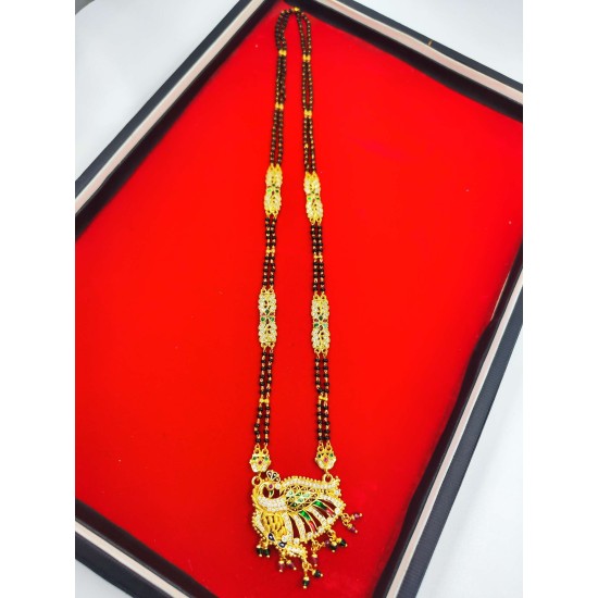 AD Mangalsutra 2 line big pandent peacock design in multi colour MS-004