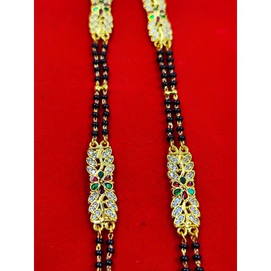 AD Mangalsutra 2 line big pandent peacock design in multi colour MS-004
