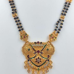 AD Mangalsutra Gerua shade 2 line big pandent  kalash design in multi colour MS-005