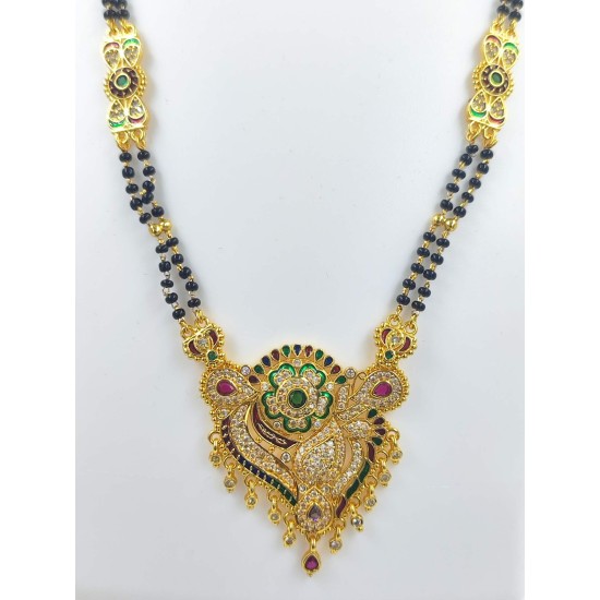 AD Mangalsutra 2 line big pandent Keri design in multi colour MS-006