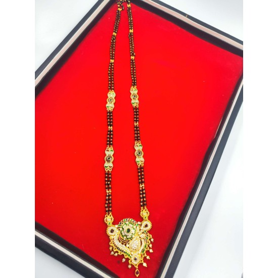 AD Mangalsutra 2 line big pandent Keri design in multi colour MS-006