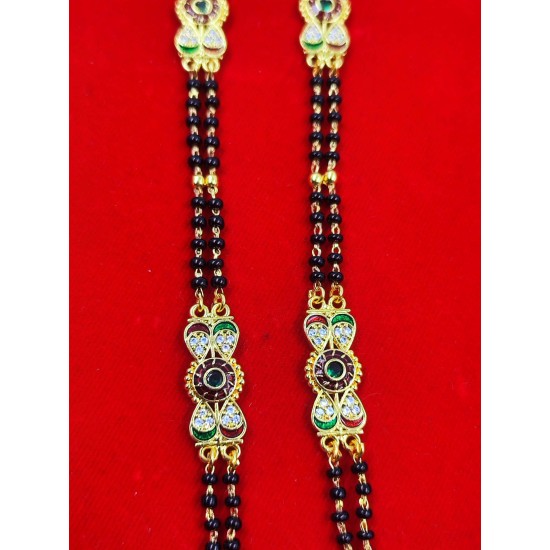 AD Mangalsutra 2 line big pandent Keri design in multi colour MS-006
