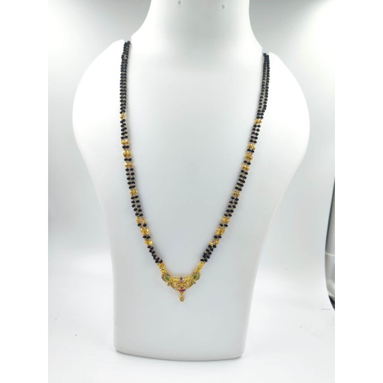 AD Mangalsutra 2 line small pandent curve design in multi colour MS-007