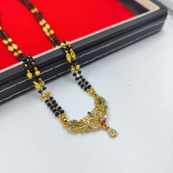 AD Mangalsutra 2 line small pandent curve design in multi colour MS-007