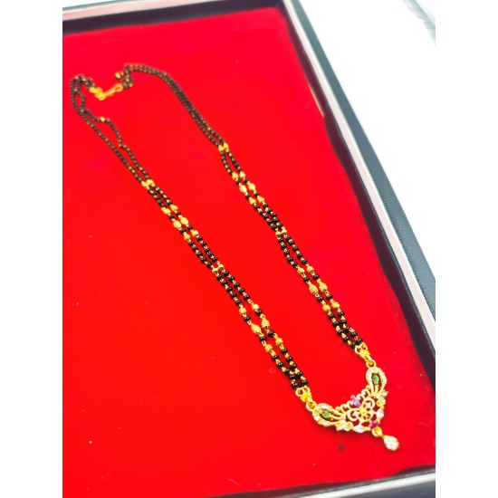 AD Mangalsutra 2 line small pandent curve design in multi colour MS-007