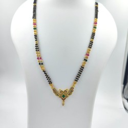 AD Mangalsutra 2 line small pandent peacock design in multi colour MS-008