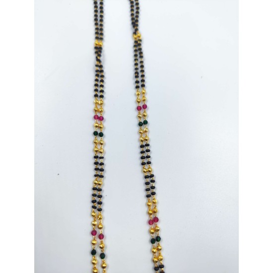 AD Mangalsutra 2 line small pandent peacock design in multi colour MS-008