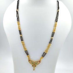 AD Mangalsutra 2 line small pandent mini keri design in multi colour MS-009