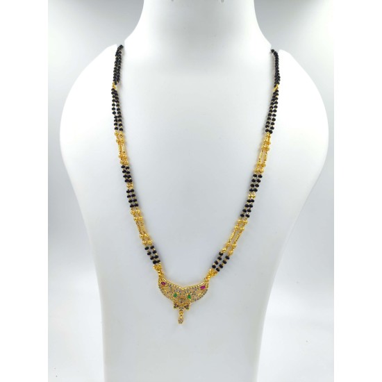 AD Mangalsutra 2 line small pandent mini keri design in multi colour MS-009