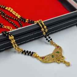 AD Mangalsutra 2 line small pandent mini keri design in multi colour MS-009