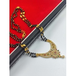 AD Mangalsutra 2 line small pandent circle design in multi colour MS-010