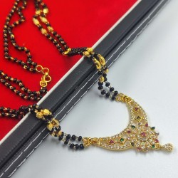 AD Mangalsutra 2 line small pandent circle design in multi colour MS-010