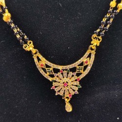AD Mangalsutra 2 line small pandent circle design in multi colour MS-010