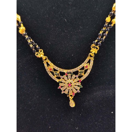 AD Mangalsutra 2 line small pandent circle design in multi colour MS-010
