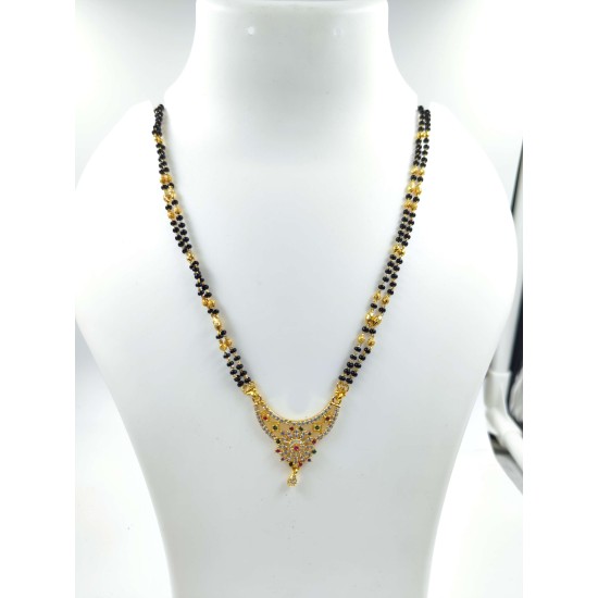 AD Mangalsutra 2 line small pandent circle design in multi colour MS-010