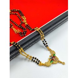 AD Mangalsutra 2 line small pandent peacock with meena design in multi colour MS-011