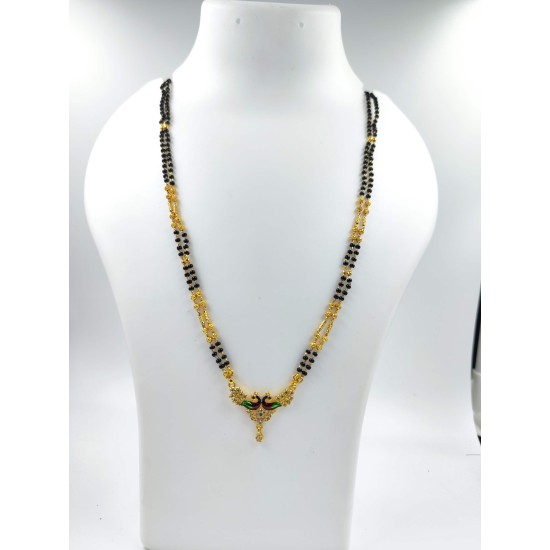 AD Mangalsutra 2 line small pandent peacock with meena design in multi colour MS-011