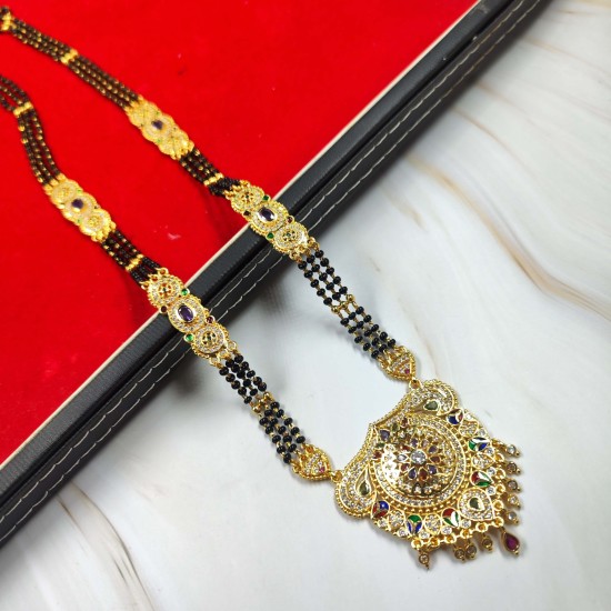 AD Mangalsutra 3 line big pandent kalash design in multi colour MS-001