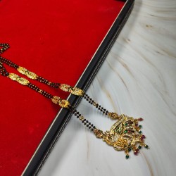 AD Mangalsutra 2 line big pandent peacock design in multi colour MS-004
