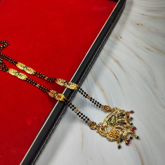 AD Mangalsutra 2 line big pandent peacock design in multi colour MS-004