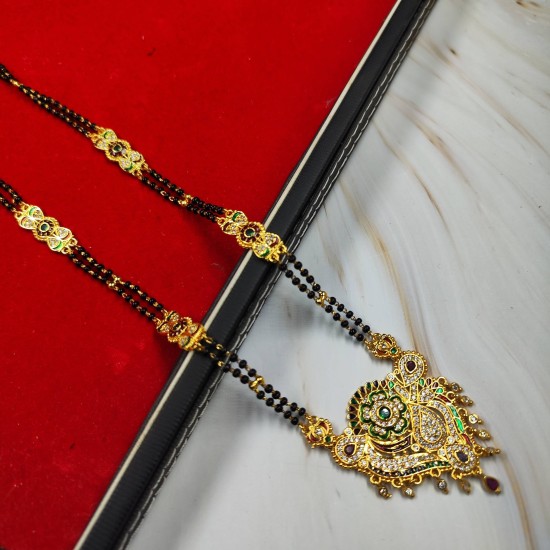 AD Mangalsutra 2 line big pandent Keri design in multi colour MS-006