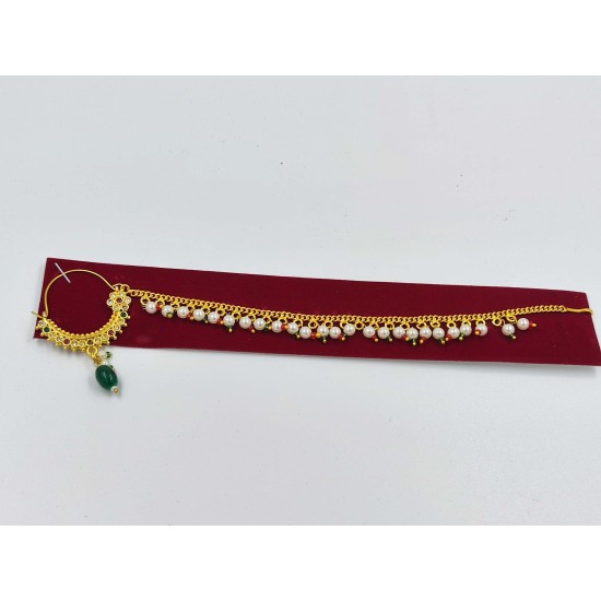 Nath nose ring 7 stones in red green colour NR-001